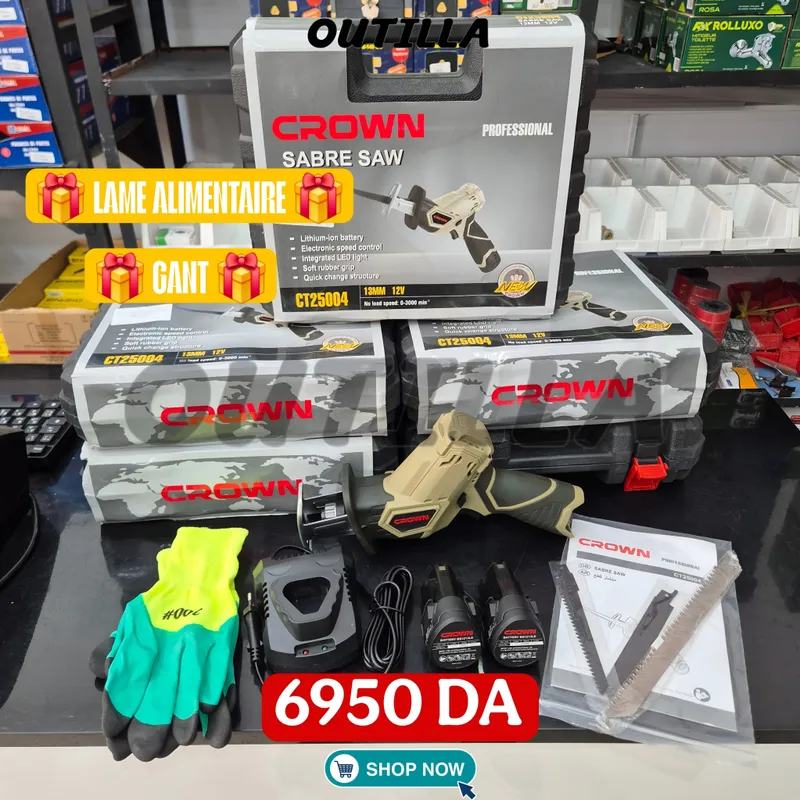 Scie sabre 12v Crown + cadeaux 